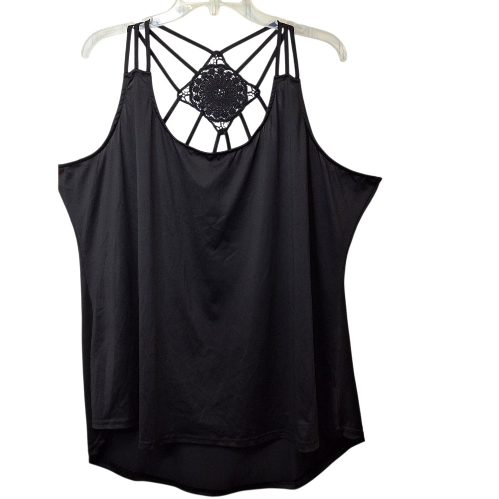 Womens 5XL Unbranded Crochet Lace And Strappy Tank Top Black Stretch Coquette